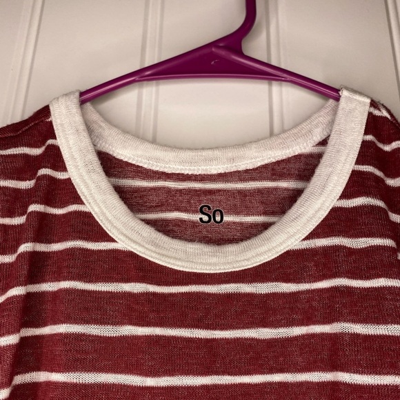 SO Maroon/White Striped Tank Top - Picture 5 of 9